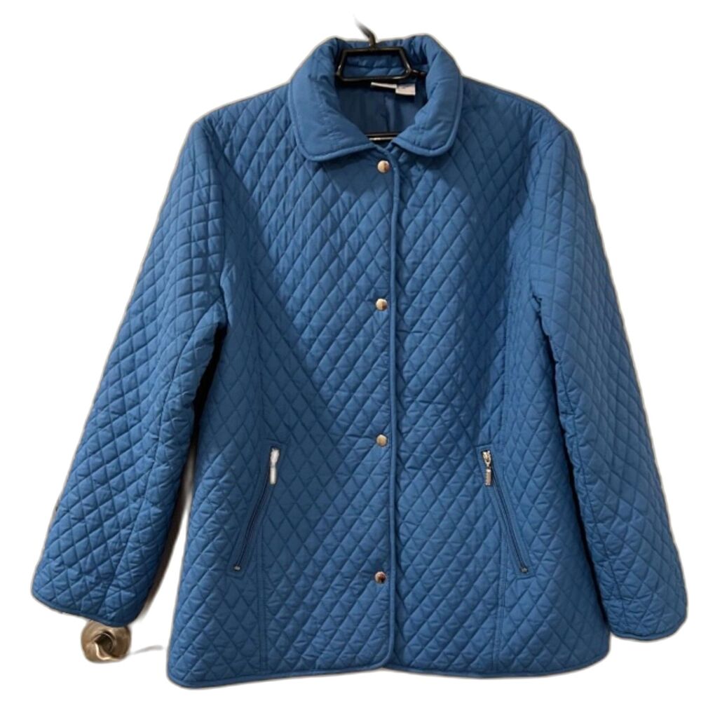 Princess Cruises Womens Blue Quilted Jacket Snap Front Zip Pockets XXL